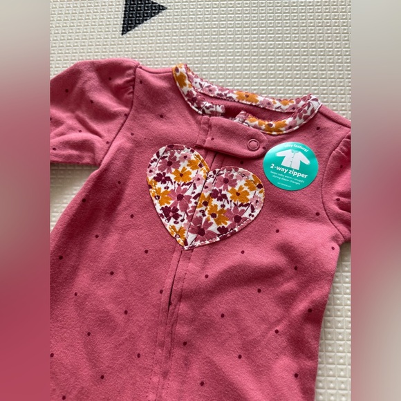 Child of Mine CARTERS|Boho Baby girl mauve pink Floral Heart Footies,NWT-newborn - Picture 2 of 7